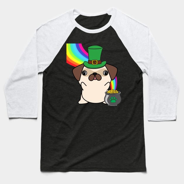 Funny pug celebrates st patricks day Baseball T-Shirt by Pet Station